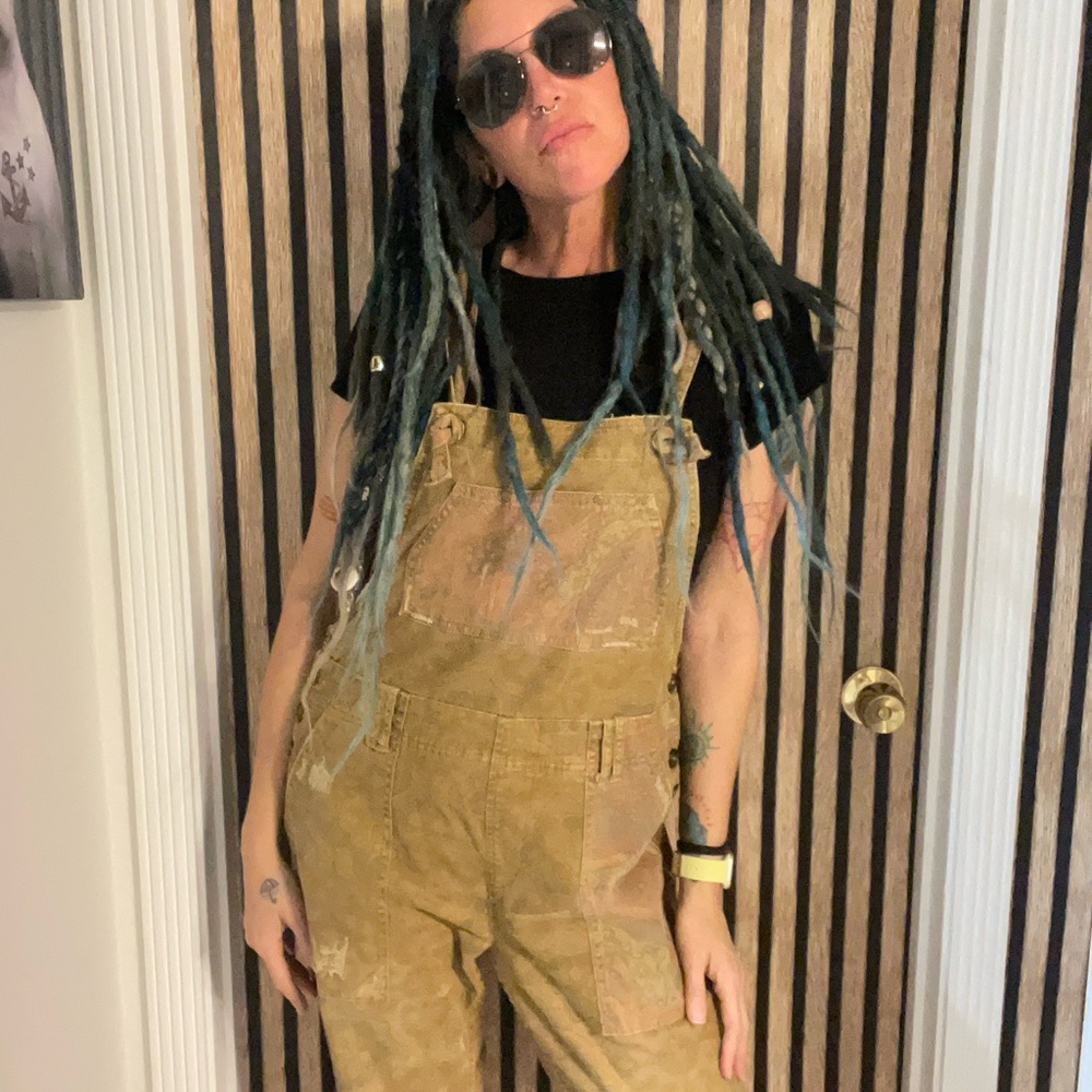 Anthropologie The Wanderer Tan Denim Overalls